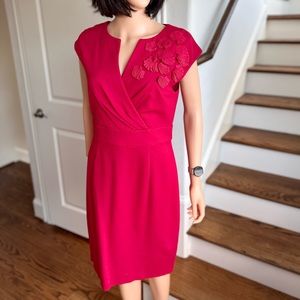 Trina Turk Red Flower Appliqué Dress